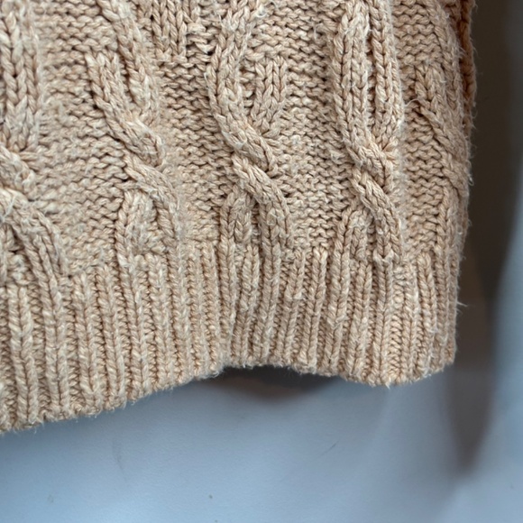 Free People Sweater L Isla Cable Knit Tunic Oversized Slouchy Boho Fisherman Tan - Picture 6 of 13